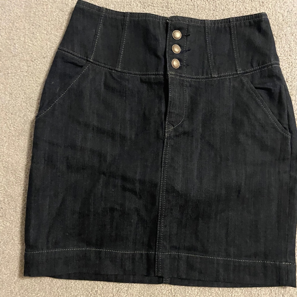 High Waist Dark Denim Skirt